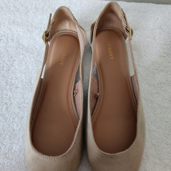 Old Navy Tan Flats with Ankle Strap - Picture 3 of 9
